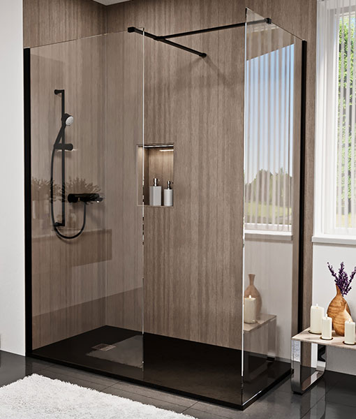 DALIA black walk-in zuhanyfal