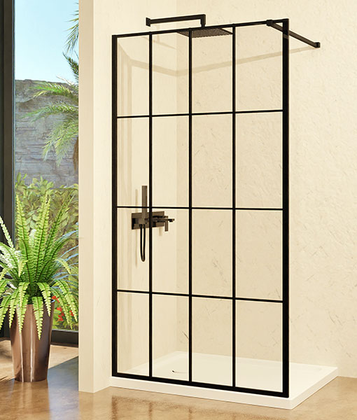 FRIDA black walk-in zuhanyfal