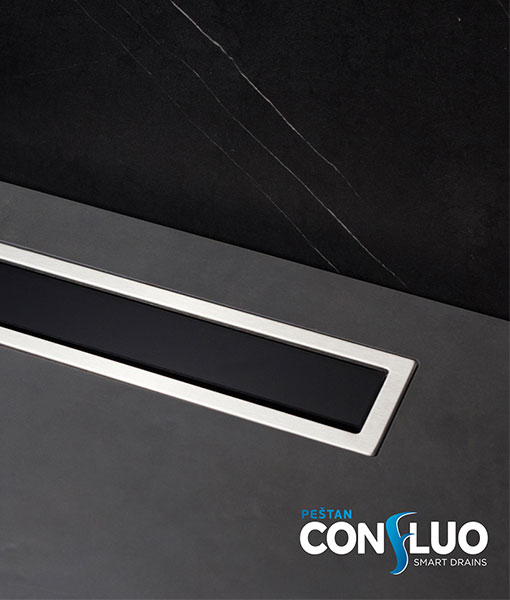 CONFLUO Premium line Cr/Fekete-üveg zuhanyfolyóka