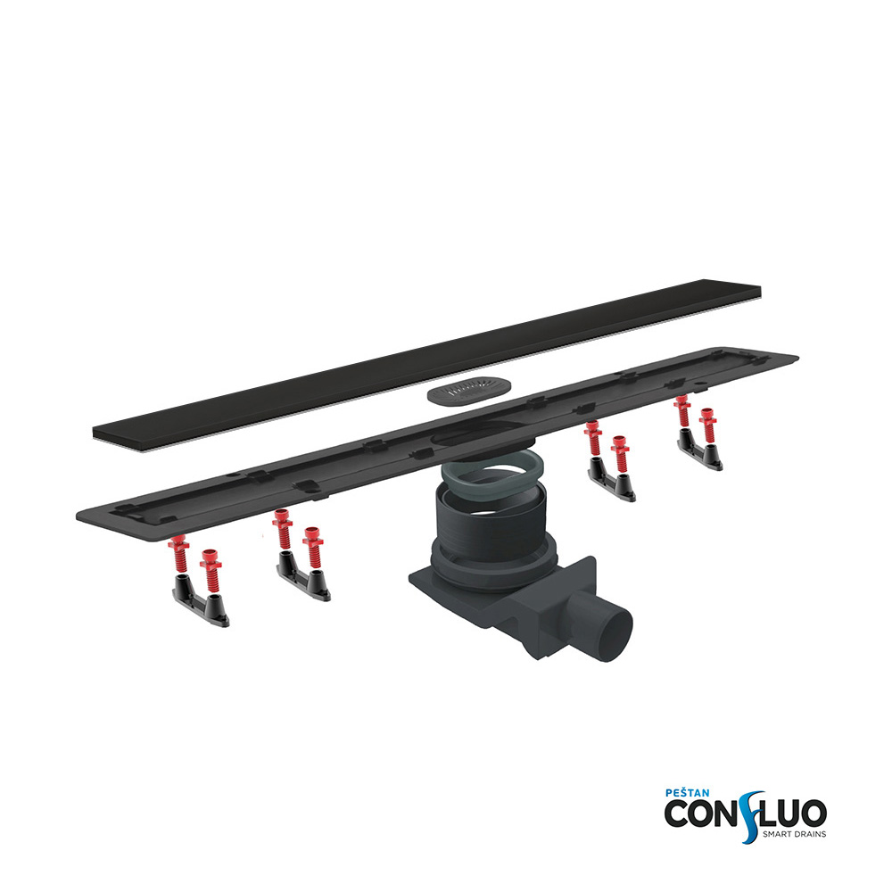 Confluo Frameless black glass elements