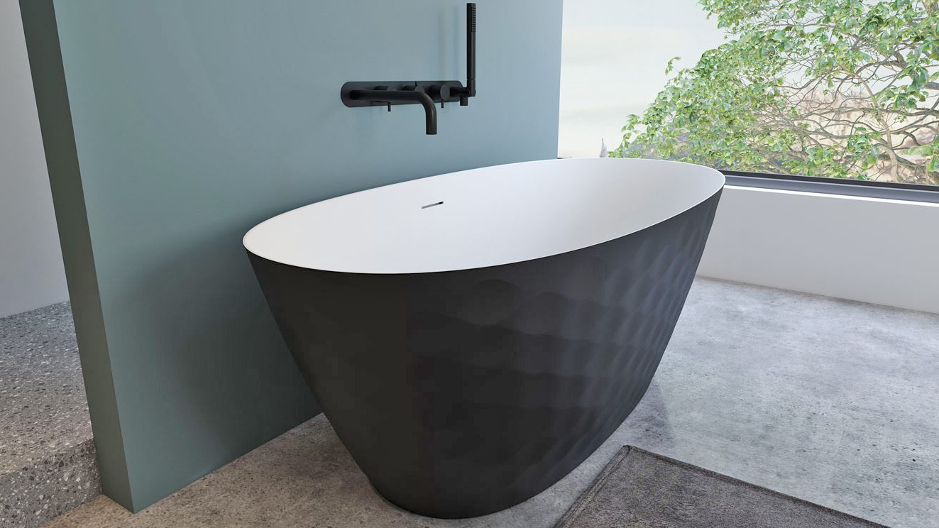 a black and white bathtub