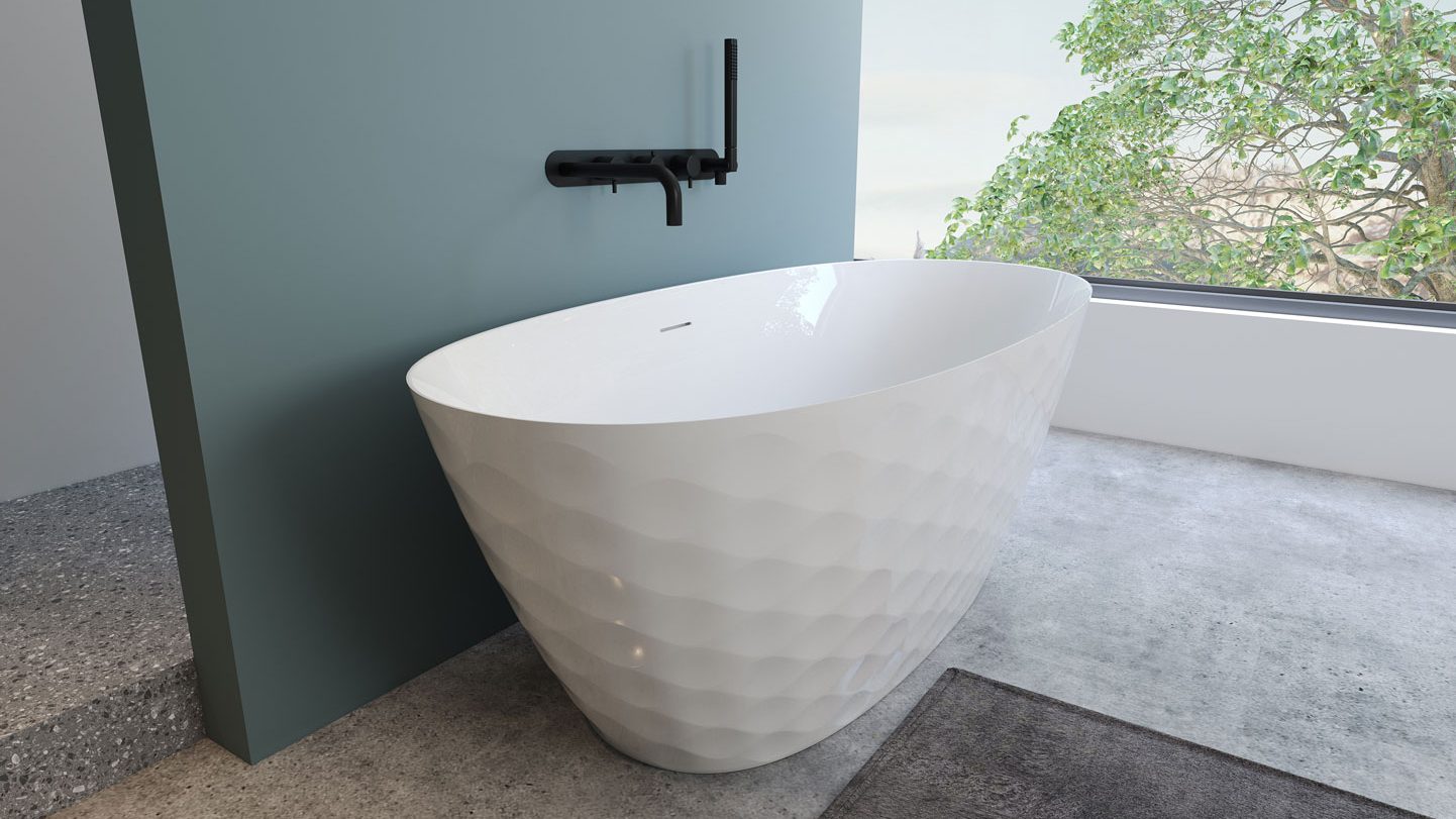 a white bathtub in a bathroom