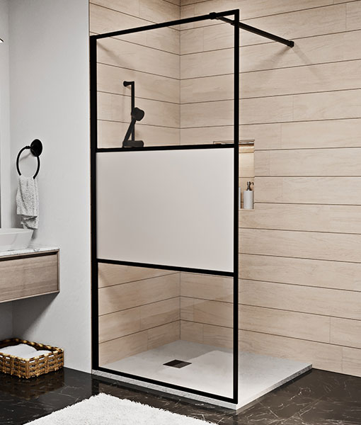 FANNY black walk-in zuhanyfal